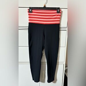 Forever 21 Coral and Black Striped cropped Leggings